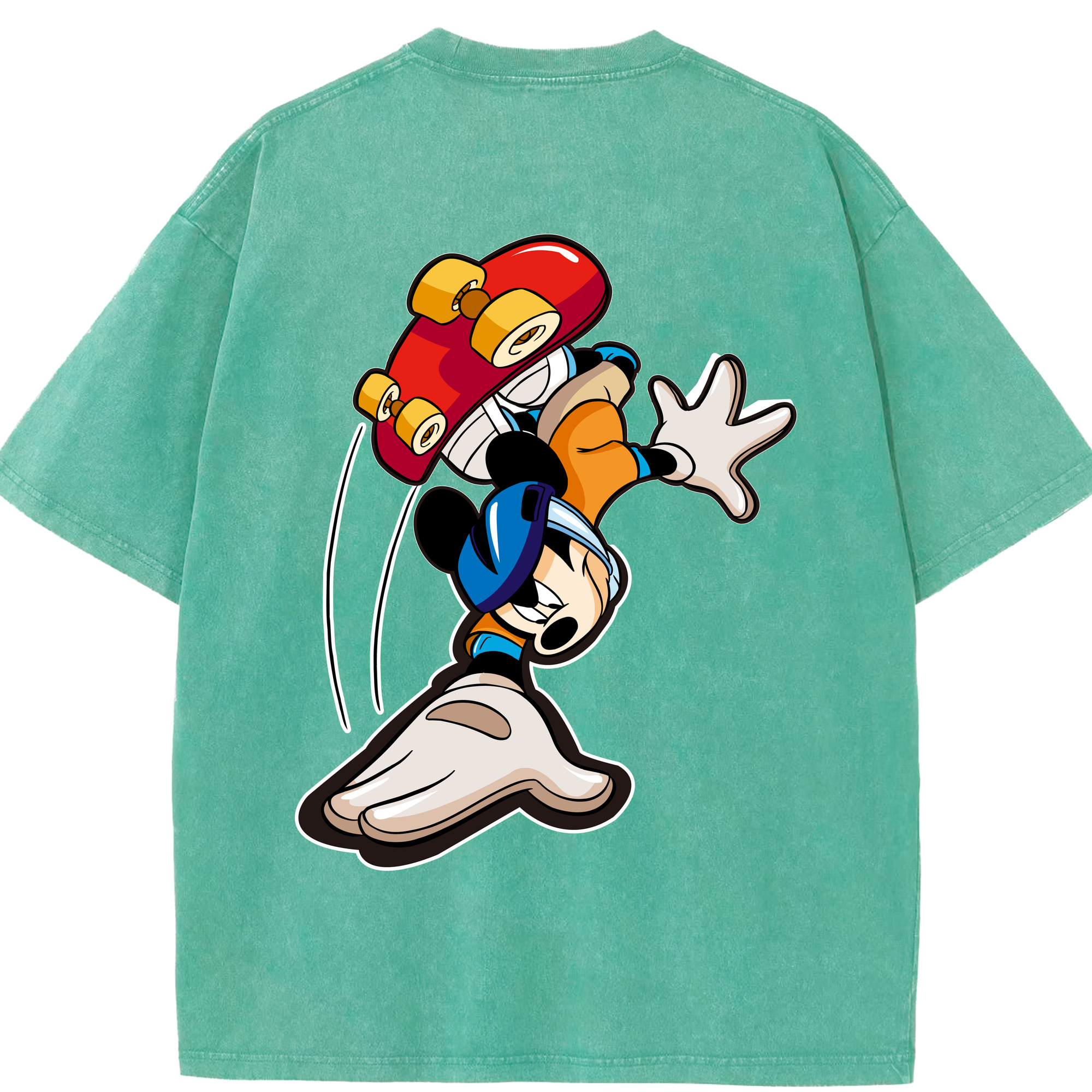 （画像用） ミッキーマウス Mickey Mouse 綿100% ヴィンテージ風 半袖Tシャツ（背面プリント）